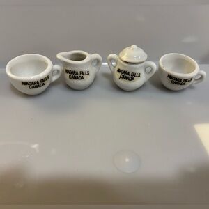 Vintage 1960s Niagara Falls Canada White Miniature Tea Set